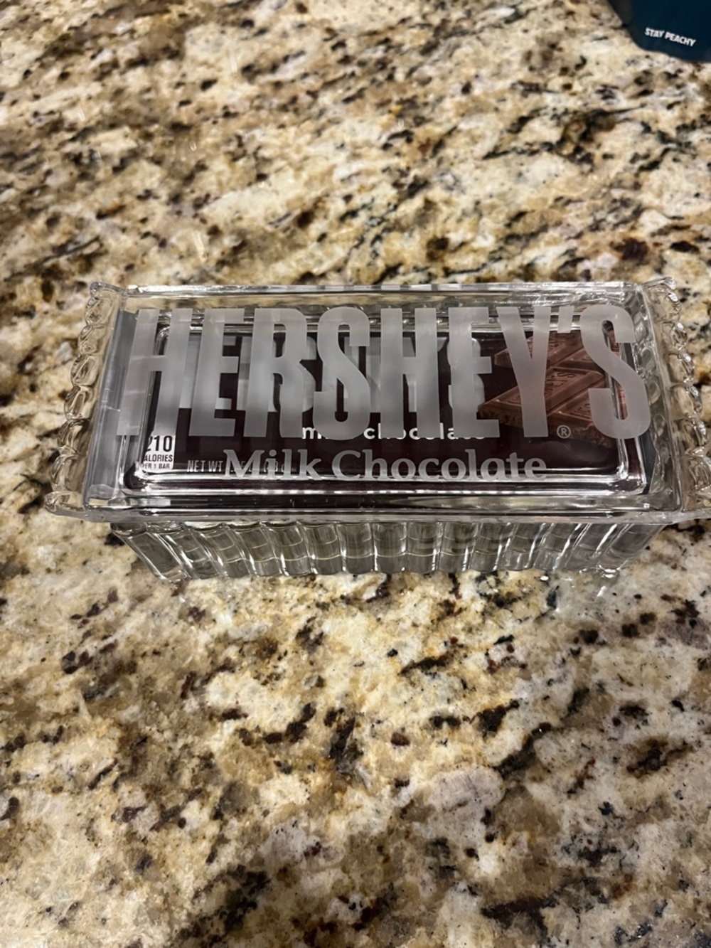Hershey's Milk Chocolate Candy Bar Glass Covered Candy Dish Etched Classic Brown - Picture 8 of 12